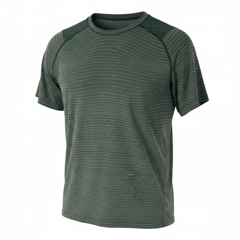 Lululemon Mens Metal Vent Tech Short Sleeve Shirt Green Striped Size M